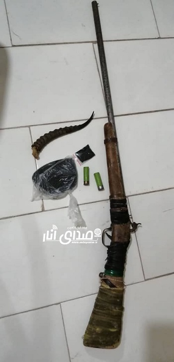 کشف سلاح غیر مجاز و آثار و ادله مربوط به تلف کردن یک رأس آهو در شهرستان انار
