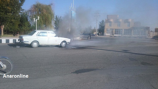 آتش سوزی یک دستگاه خودرو سواری درمیدان شهدأ ساقی آتش گرفت+تصاویر